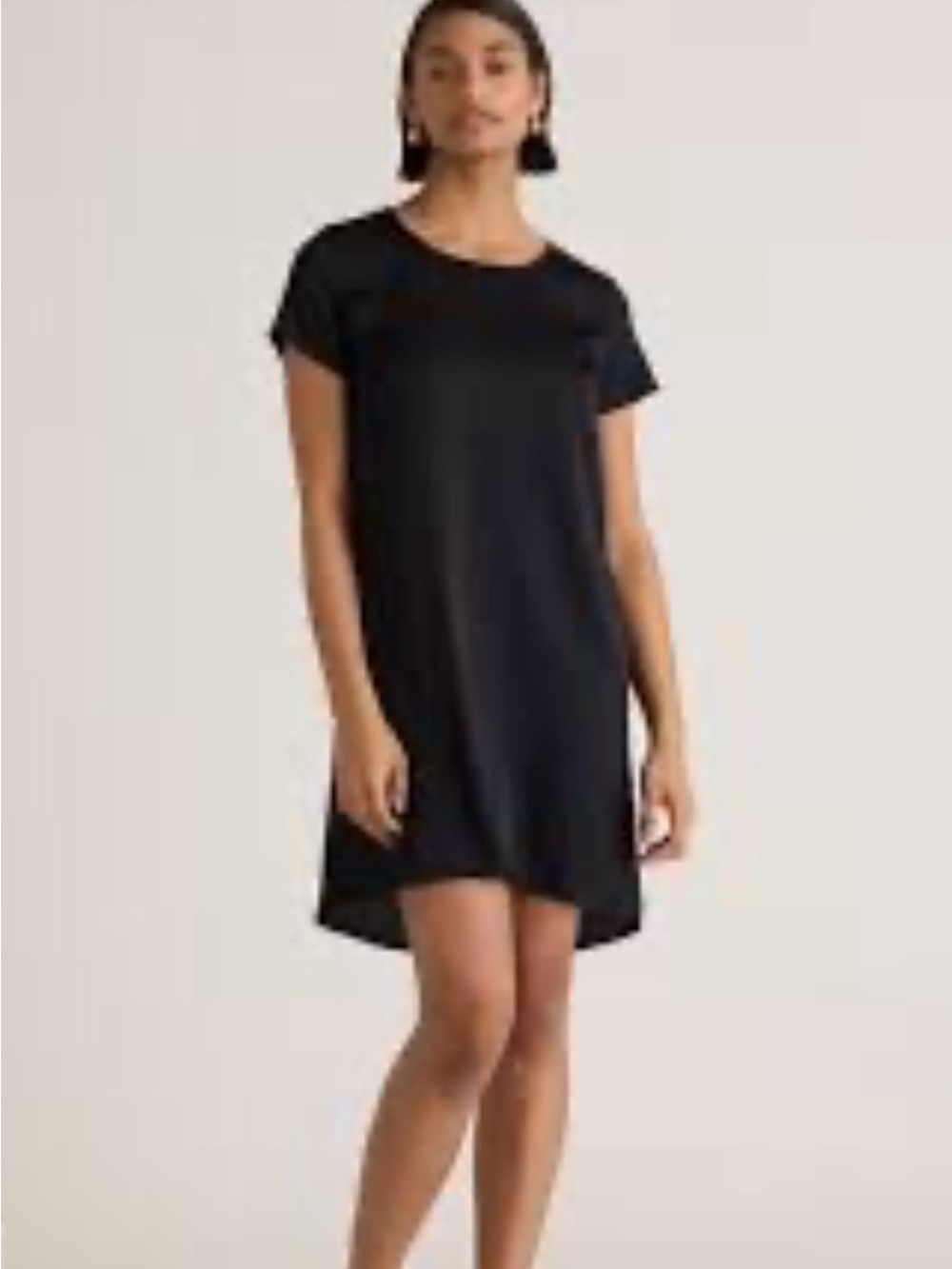 Quince Black Washable Silk T-Shirt Shift Dress Size S